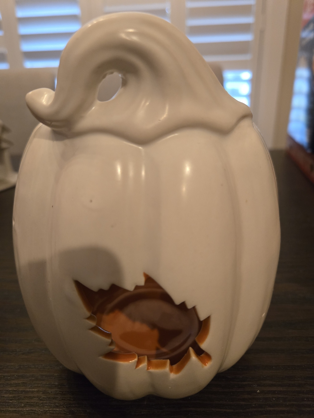 PartyLite Autumn Pumpkin Lantern with Leaf Cutout